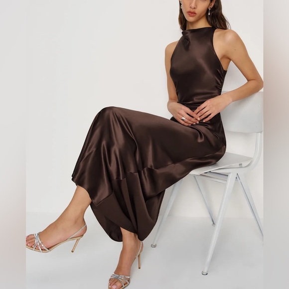 Reformation Anaiis Silk Dress In Black Bean, NWOT, NEVER WORN, NO FLAWS. - Picture 3 of 6